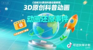 自制3D原创科普动画教程，动画还原事件，抖音最新热门赛道，可过伙伴计划-川川创富网