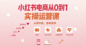 小红书电商从0到1实操运营课,从零开始,简单易学-川川创富网