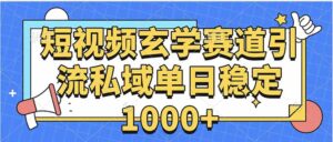 玄学赛道引流私域变现单日稳定1000+教程-川川创富网