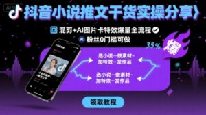 抖音小说推文干货实操分享，混剪+AI图片卡特效爆量全流程，0粉丝0门槛可做-川川创富网