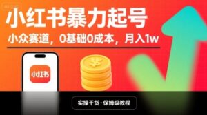 小红书暴力起号，小众赛道，0基础0成本，月入1w-川川创富网