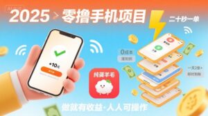 2025年零撸手机项目，二十秒一单，纯薅羊毛 一天2张+做就有-川川创富网
