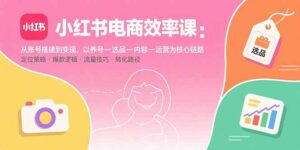 小红书电商效率课：从账号搭建到变现，以养号-选品-内容-运营为核心链路-川川创富网