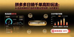 拼多多日销千单高阶玩法:从选品到爆款打造的完整运营链路(8月更新-川川创富网