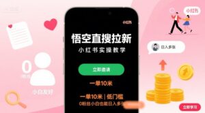 悟空直搜拉新小红书实操教学,一单10米,低门槛,0粉丝小白也能日入多张-川川创富网