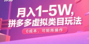 月入1-5W,拼多多虚拟类目玩法,0成本,可矩阵操作-川川创富网