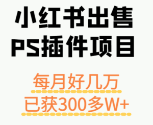 小红书出售PS插件项目,每月都收入好几万,长期操作已获利300多W+-川川创富网