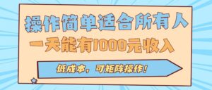 操作简单适合所有人全自动挂机项目,一天能有1000元收入,低成本,可矩…-川川创富网