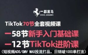 TikTok全套视频课，新手入门+进阶课，短视频ADS-GMV MAX投流打品，日销破1000单打法-川川创富网