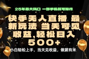 当天出收益,新技术、0违规,轻松日入500+-川川创富网