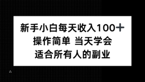 新手小白每天收入100+，操作简单 当天学会 ，适合所有人的副业-川川创富网