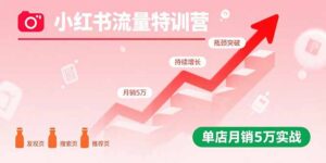 小红书流量特训营:突破流量瓶颈,实现店铺持续增长,单店月销5万实战-川川创富网