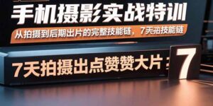 手机摄影实战特训,从拍摄到后期出片的完整技能链,7天拍出点赞大片-川川创富网