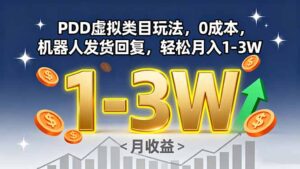 PDD虚拟类目玩法,0成本,机器人发货回复,轻松月入1-3W-川川创富网