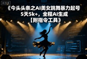 今日头条之AI美女跳舞暴力起号,5天1k+,全程AI生成【附指令工具】-川川创富网