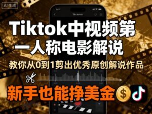 Tiktok中视频第一人称电影解说,教你从0到1剪出一个优秀的原创解说作品,新手也能挣美金-川川创富网
