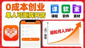 拼多多虚拟电商,0成本,单人可矩阵开店,轻松月入3W+-川川创富网