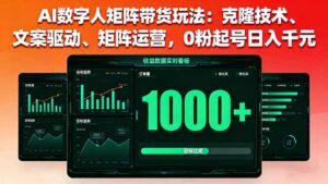 AI数字人矩阵带货玩法:克隆技术、文案驱动、矩阵运营,0粉起号日入千元-川川创富网