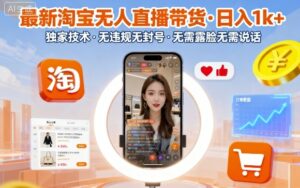 最新淘宝无人直播带货,日入1k+,独家技术,无违规无封号,无需露脸无需说话【揭秘】-川川创富网