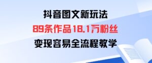 抖音图文新玩法:89条作品收获18.1W粉丝,变现容易全流程教学-川川创富网