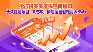 抢占拼多多虚拟电商风口:长久稳定项目,0成本,多店运营轻松月入3W+-川川创富网