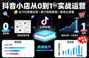 抖音小店从0到1实战运营,帮你全方位掌握小店运营,提升搜索数据与出单量-川川创富网