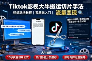 Tiktok影视大牛搬运切片手法,详细玩法教程-川川创富网