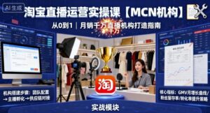 淘宝直播运营实操课【MCN机构】,从0到1做一家月销千W的直播机构-川川创富网