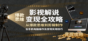 影视解说变现全攻略:从爆款思维到剪辑制作,含手机电脑操作及变现实用技巧-川川创富网