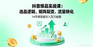抖音爆品实战课:选品逻辑、矩阵裂变、流量转化,14节课掌握月入百万秘籍-川川创富网