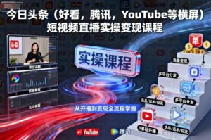 今日头条(好看,腾讯,YouTube等横屏)短视频直播实操变现课程-川川创富网