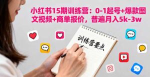 小红书15期训练营:0-1起号+爆款图文视频+商单报价,普遍月入5k-3w-川川创富网