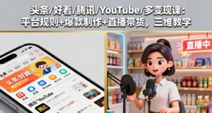 头条/好看/腾讯/YouTube/多变现课:平台规则+爆款制作+直播带货,三维教学-川川创富网
