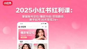 2025小红书红利课:掌握账号定位/爆款内容/变现路径,新手起号30天变现2w+-川川创富网