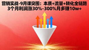 营销实战-9月突围课:本质+流量+转化全链路 3个月利润涨30%-300%月多赚10w+-川川创富网