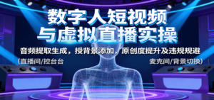 数字人短视频与虚拟直播实操,音频提取生成,背景添加,原创度提升及违规规避-川川创富网