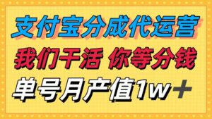 十月最强捡钱项目,支付宝分成代运营,我们干活,你等着分钱!单号月产…-川川创富网