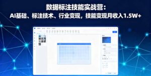 数据标注技能实战营:AI基础、标注技术、行业变现,技能变现月收入1.5W+-川川创富网