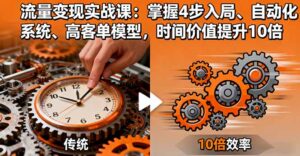 流量变现实战课:掌握4步入局、自动化系统、高客单模型,时间价值提升10倍-川川创富网