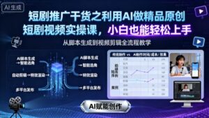短剧推广干货之利用AI做精品原创短剧视频实操课,小白也能轻松上手-川川创富网