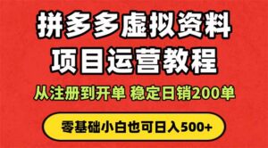 拼多多开店运营课程: 蓝海变现玩法,轻松实现睡后收入 零基础小白也可…-川川创富网