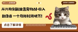 从兴趣到副业靠宠物占卜收入翻3倍一个月纯利润破W-川川创富网