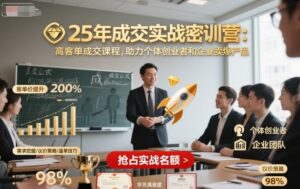 25年成交实战密训营,高客单成交课程,助力个体创业者和企业卖爆产品-川川创富网