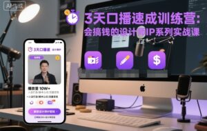 3天口播速成训练营,会搞钱的设计师IP系列实战课-川川创富网