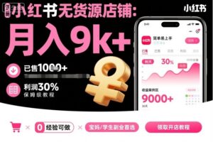 小红书无货源店铺项目,简单易上手,月入9k+,保姆级教程-川川创富网