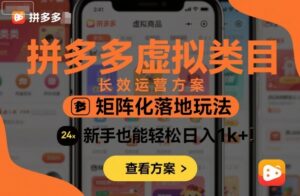 拼多多虚拟类目长效运营方案:矩阵化落地玩法,新手也能轻松日入1k+-川川创富网