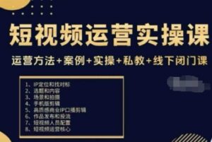 短视频运营实操课,运营方法+案例+实操+私教+线下闭门课-川川创富网