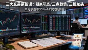 三大交易系统课:裸K形态/三点趋势/三板体系,单月收益率30%+92节实操内容-川川创富网