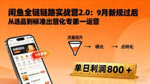 闲鱼变现课3.0:掌握链接优化、流量提升、商业变现,单日利润800+-川川创富网