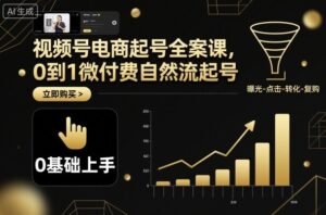 视频号电商起号全案课,0到1微付费自然流起号-川川创富网